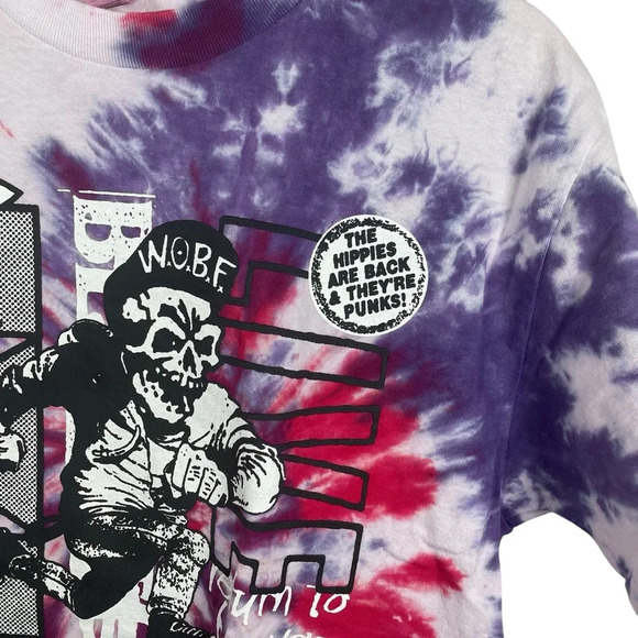 VINTAGE Shred Till You’re Dead Tie Dye Punk Tee in Red/Purple Size M - Picture 5 of 9